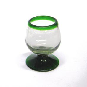  / Emerald Green Rim 4 oz Small Cognac Glasses 